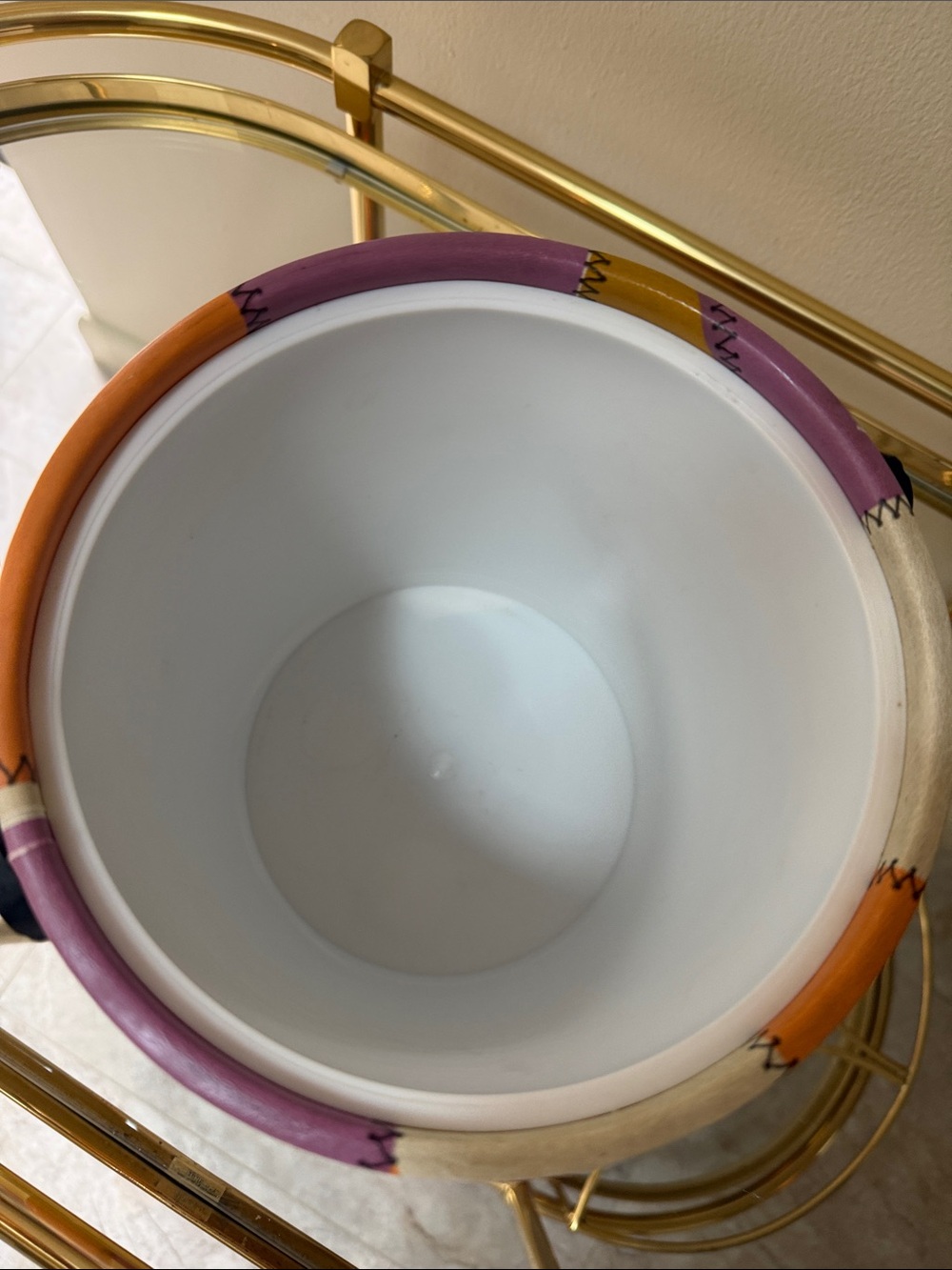 Mid Century Multicolor Patchwork  Ice Bucket - Picture 8 of 17